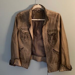Sophie Max gray-Brown Pleather Jacket